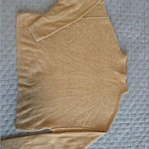 Free People Women's Camel Rib-Knit Mock Neck Casual Tunic Sweater Size XS Wool